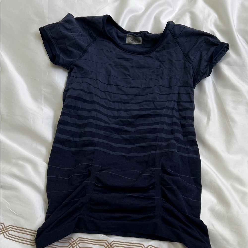 Athleta Navy Blue Striped Women's Top